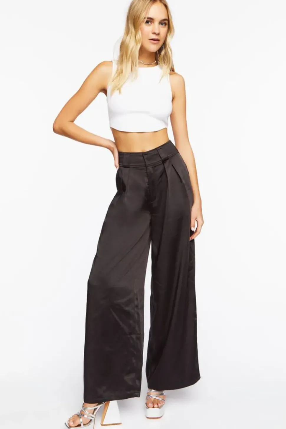 Satin Wide-Leg Pants