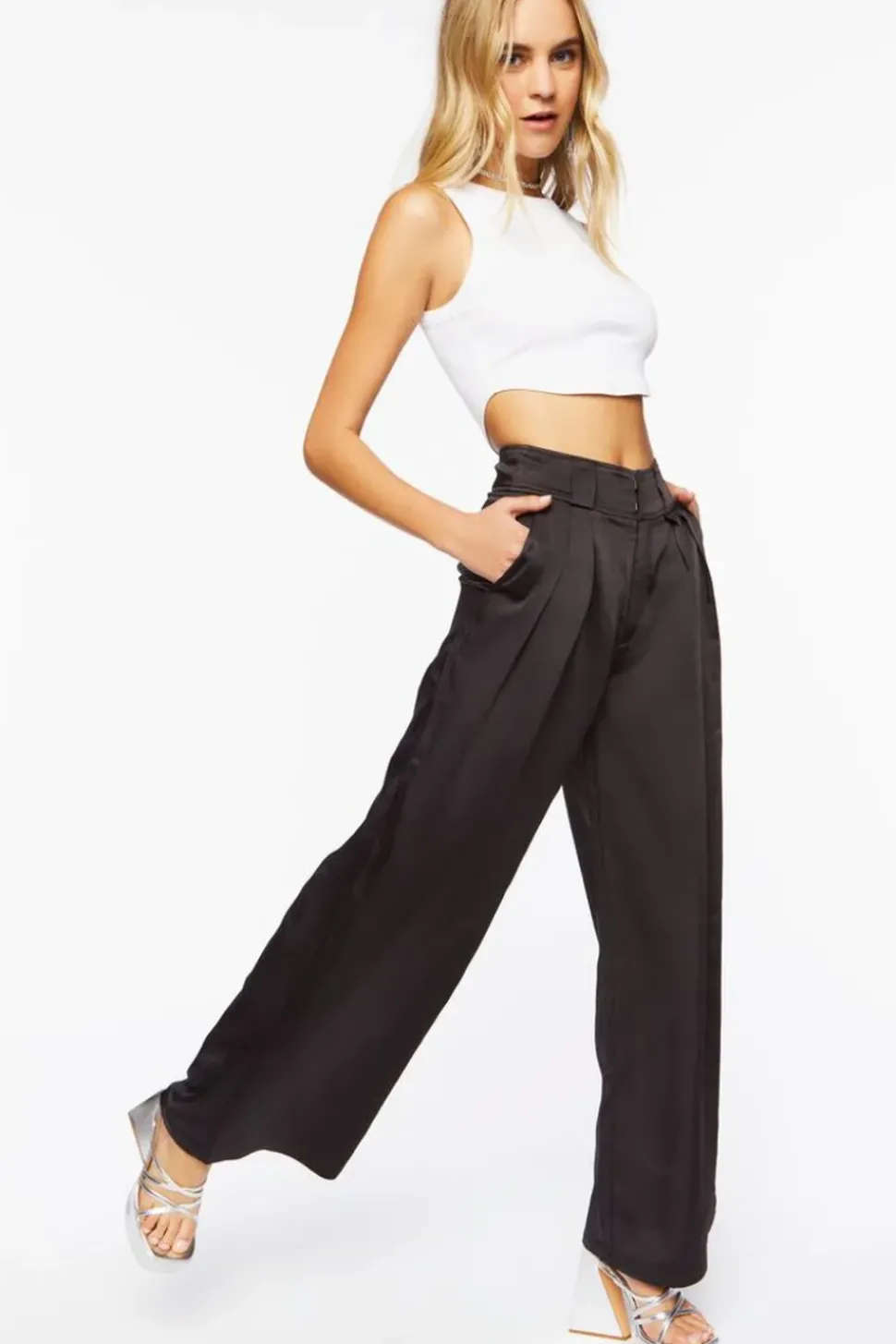 Satin Wide-Leg Pants