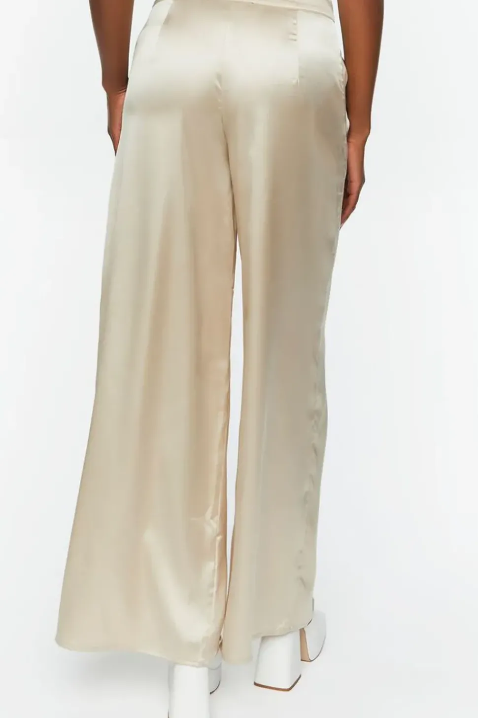 Satin Wide-Leg Split-Hem Pants