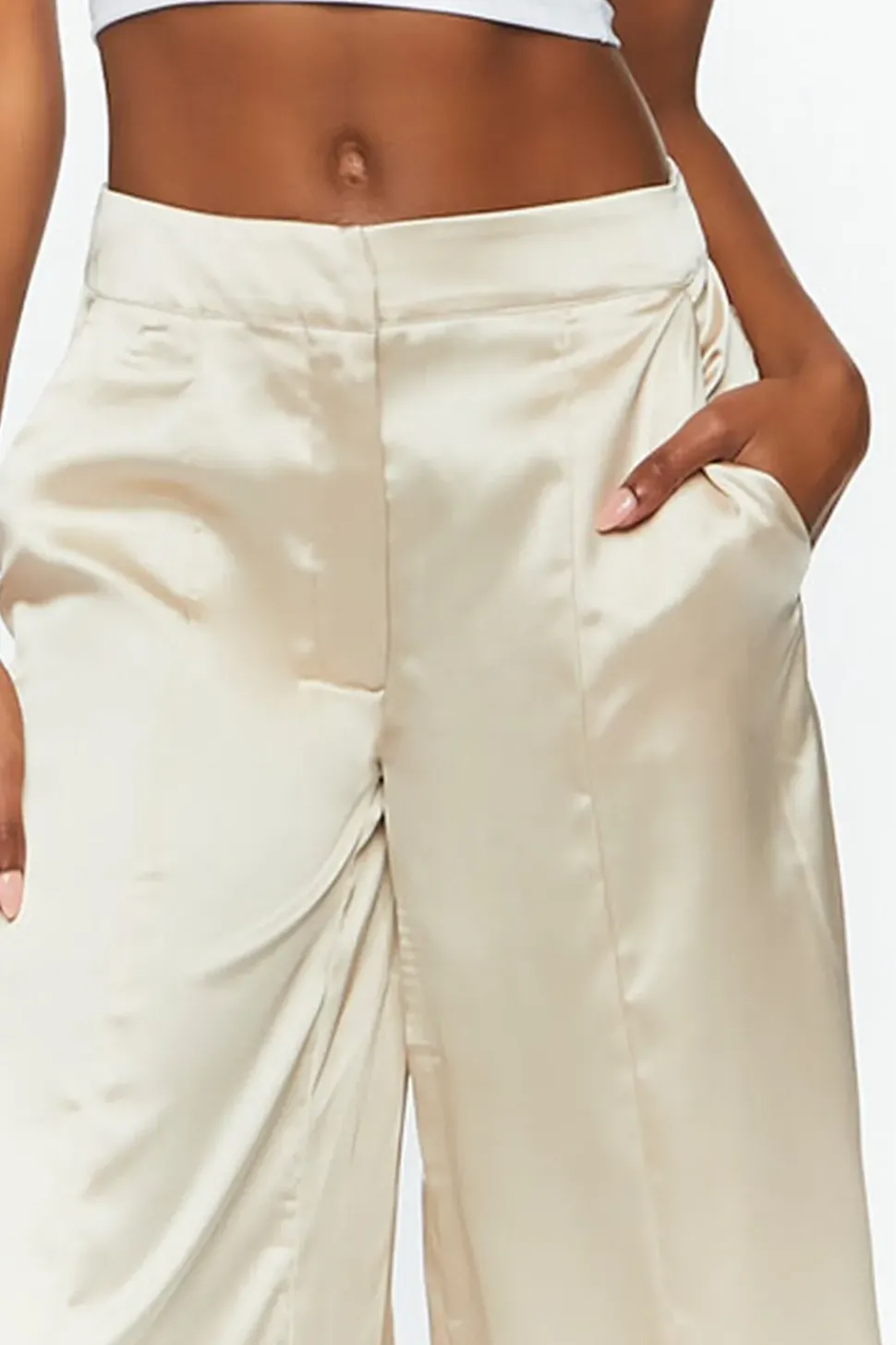 Satin Wide-Leg Split-Hem Pants