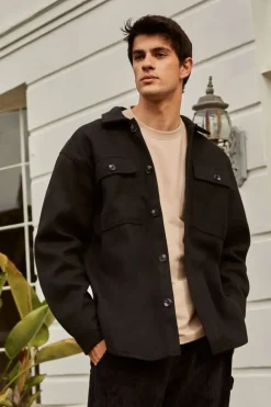 Scoop-Hem Button-Up Jacket