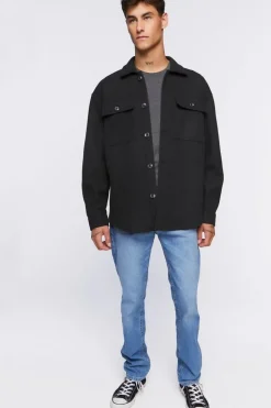 Scoop-Hem Button-Up Jacket