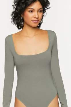 Scoop-Neck Long-Sleeve Bodysuit