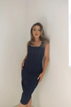 Seamed Denim Bodycon Dress