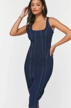Seamed Denim Bodycon Dress
