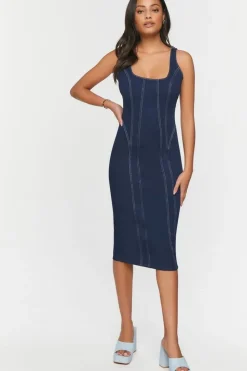 Seamed Denim Bodycon Dress