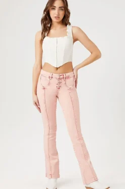 Seamed Mid-Rise Bootcut Jeans