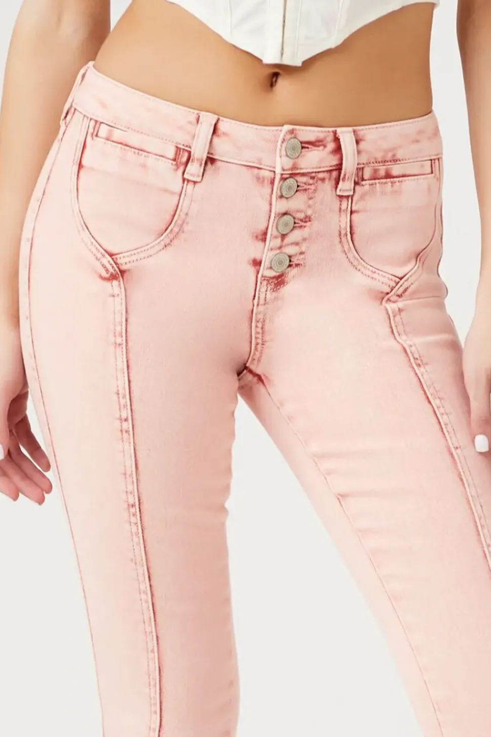 Seamed Mid-Rise Bootcut Jeans