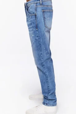 Seamed Paint Splatter Slim-Fit Jeans