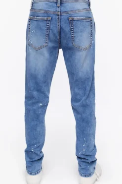 Seamed Paint Splatter Slim-Fit Jeans
