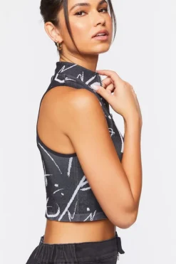 Seamless Abstract Print Crop Top