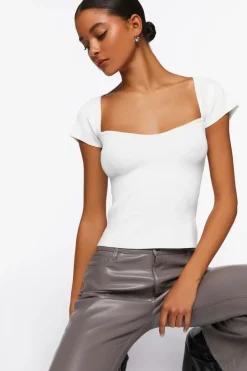 Seamless Cap-Sleeve Sweater Top