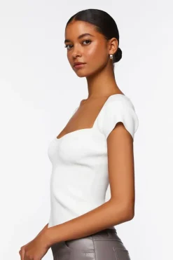 Seamless Cap-Sleeve Sweater Top