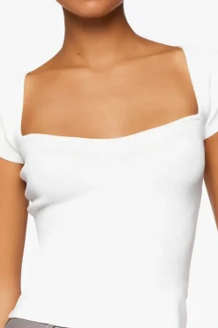 Seamless Cap-Sleeve Sweater Top