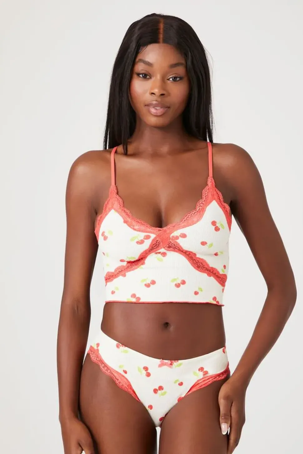 Seamless Cherry Lace-Trim Panties