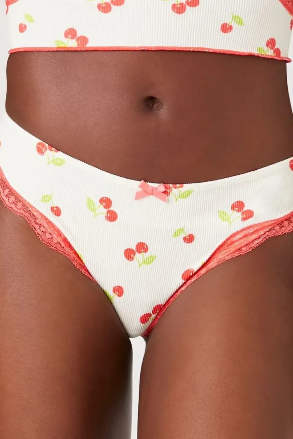 Seamless Cherry Lace-Trim Panties