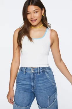 Seamless Colorblock-Trim Crop Top
