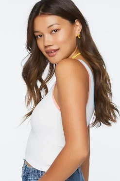 Seamless Colorblock-Trim Crop Top
