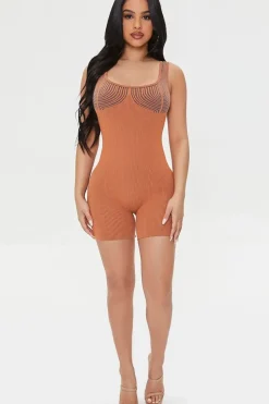 Seamless Contrast-Striped Romper