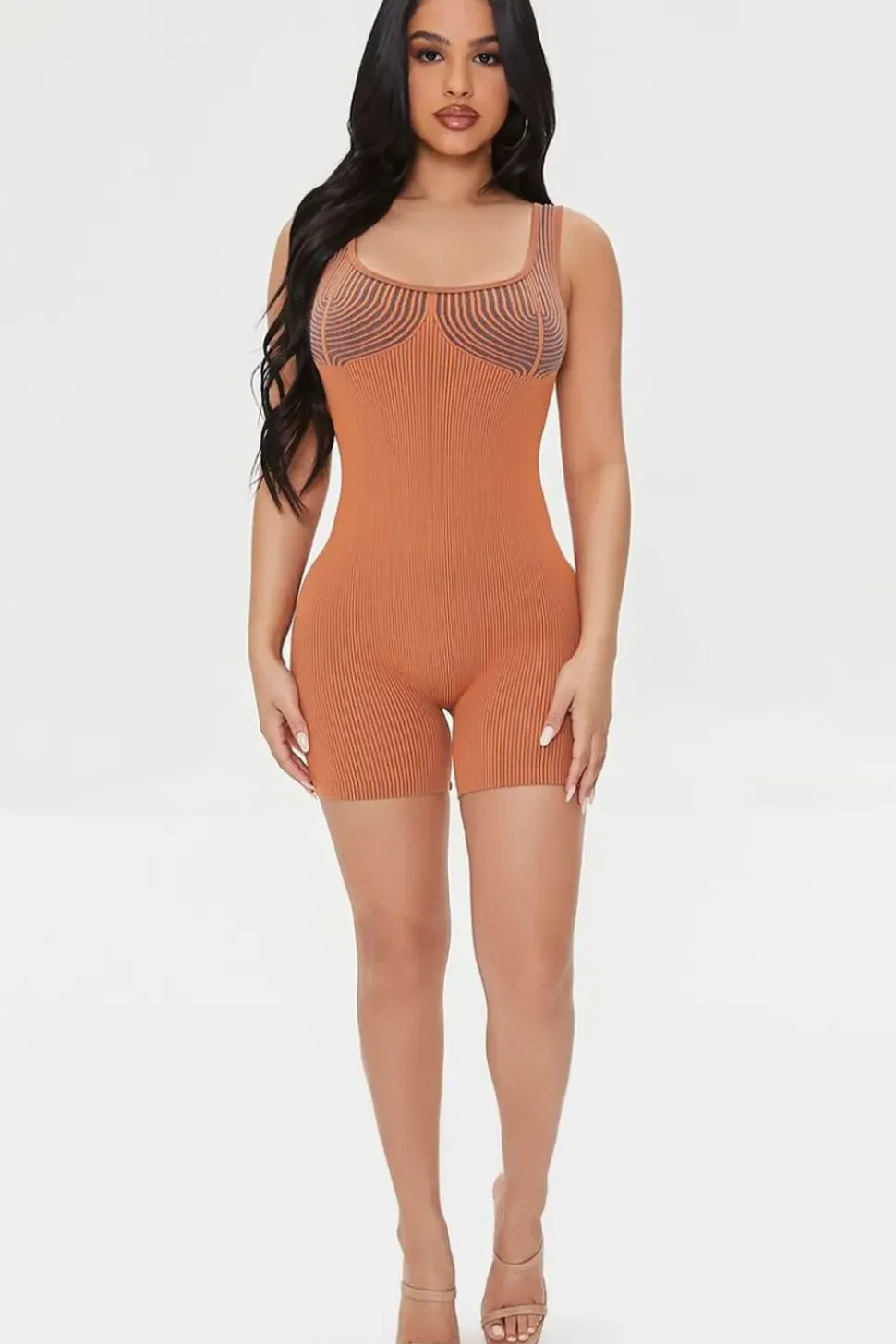 Seamless Contrast-Striped Romper