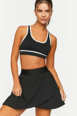 Seamless Contrast-Trim Sports Bra