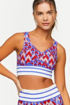 Seamless Geo Print Longline Sports Bra