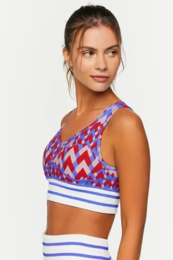 Seamless Geo Print Longline Sports Bra
