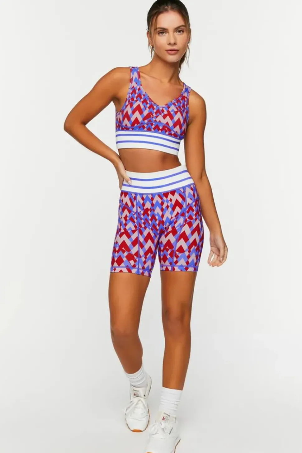 Seamless Geo Print Longline Sports Bra