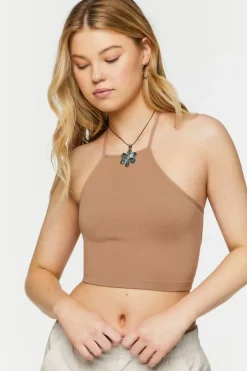 Seamless Halter Tie-Back Crop Top