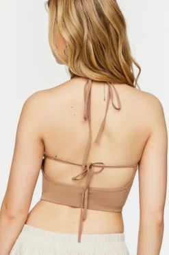 Seamless Halter Tie-Back Crop Top