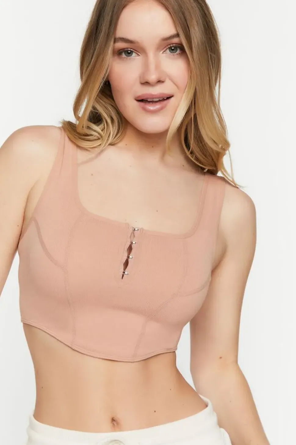 Seamless Hook-And-Eye Cropped Tank Top