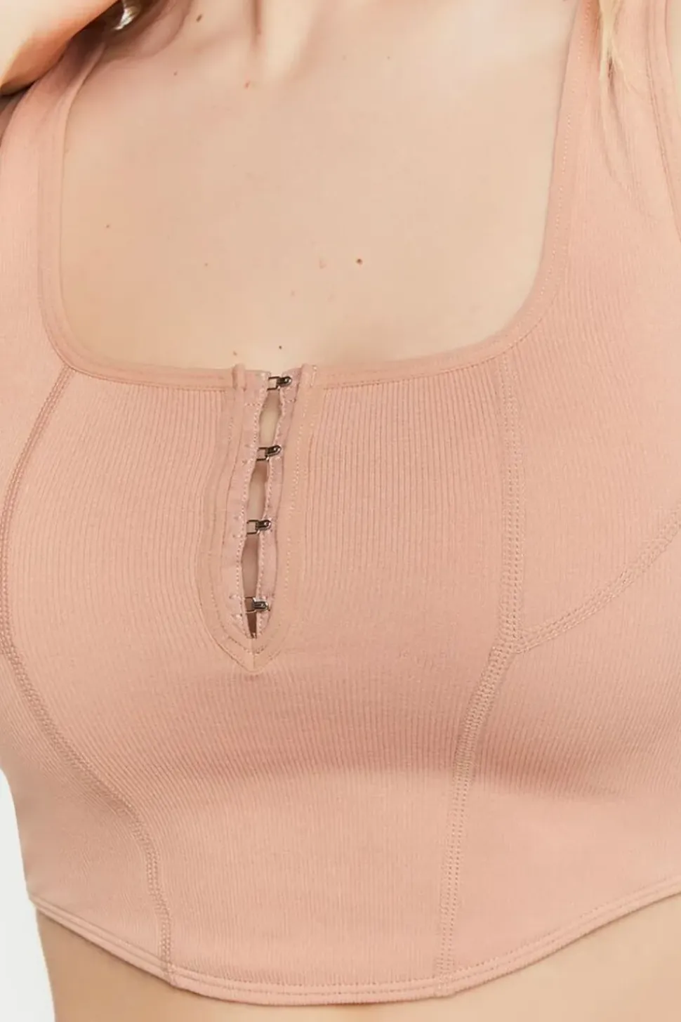 Seamless Hook-And-Eye Cropped Tank Top