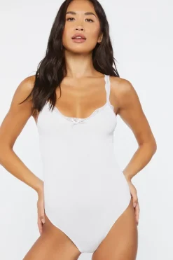 Seamless Lace-Trim Bodysuit