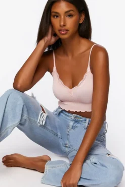 Seamless Lace-Trim Bralette