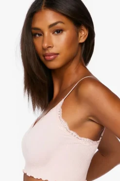 Seamless Lace-Trim Bralette