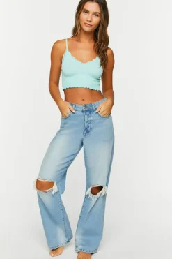 Seamless Lace-Trim Bralette