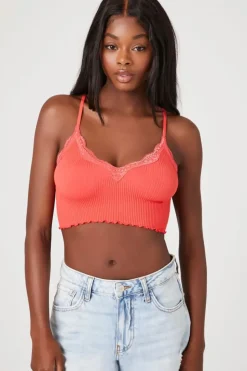 Seamless Lace-Trim Bralette