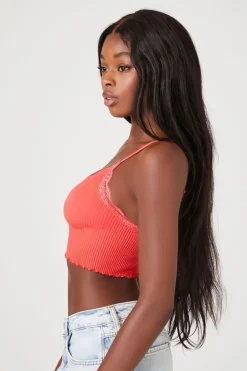 Seamless Lace-Trim Bralette