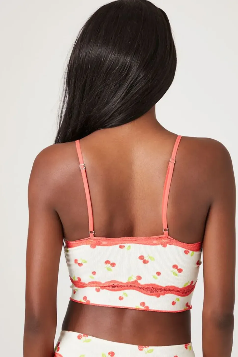 Seamless Lace-Trim Cherry Bralette