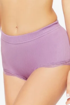 Seamless Lace-Trim Shortie Panties