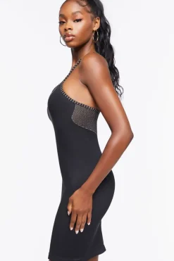 Seamless Mesh-Panel Mini Dress
