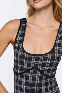 Seamless Plaid Lingerie Slip