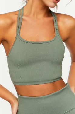 Seamless Ribbed Strappy Sports Bra
