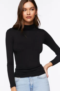 Seamless Ribbed Turtleneck Top
