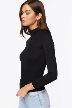 Seamless Ribbed Turtleneck Top