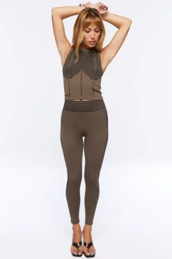 Seamless Striped-Trim Leggings