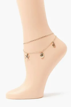 Seashell Charm Layered Anklet
