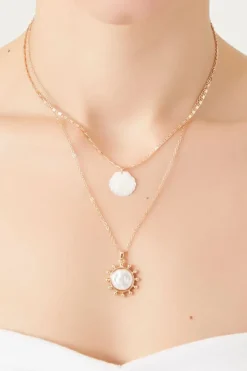 Seashell & Faux Pearl Layered Necklace