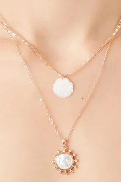 Seashell & Faux Pearl Layered Necklace