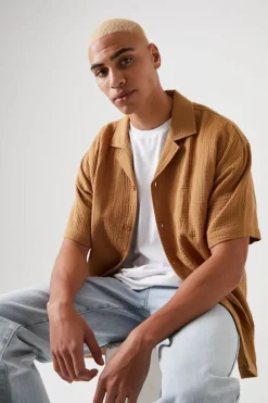 Seersucker Drop-Sleeve Shirt